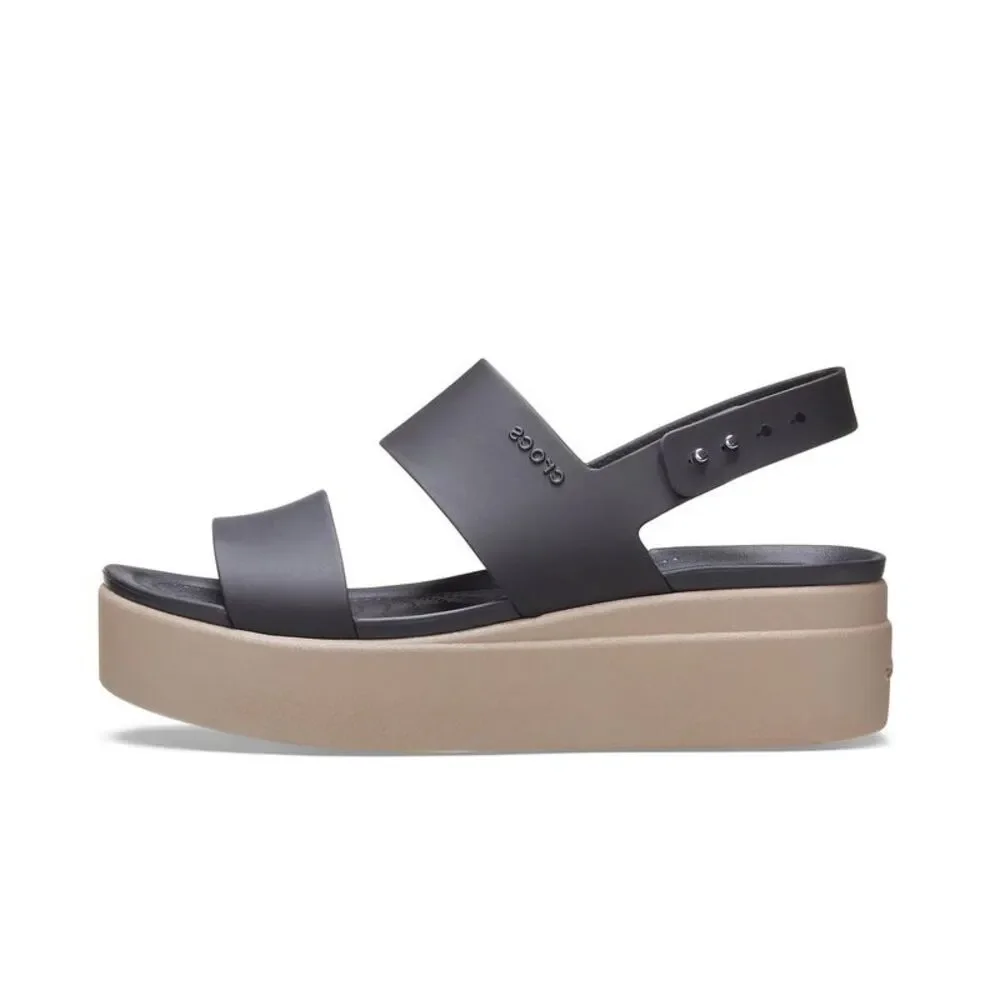 CROCS Two-Strap Platform Sandals in Black and Taupe